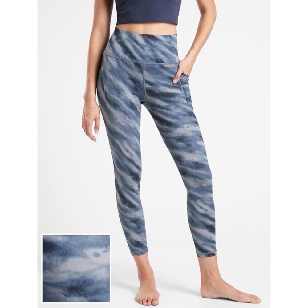 SALUTATION STASH POCKET II PRINTED 7/8 TIGHT Blue Patterned Leggings Size ST